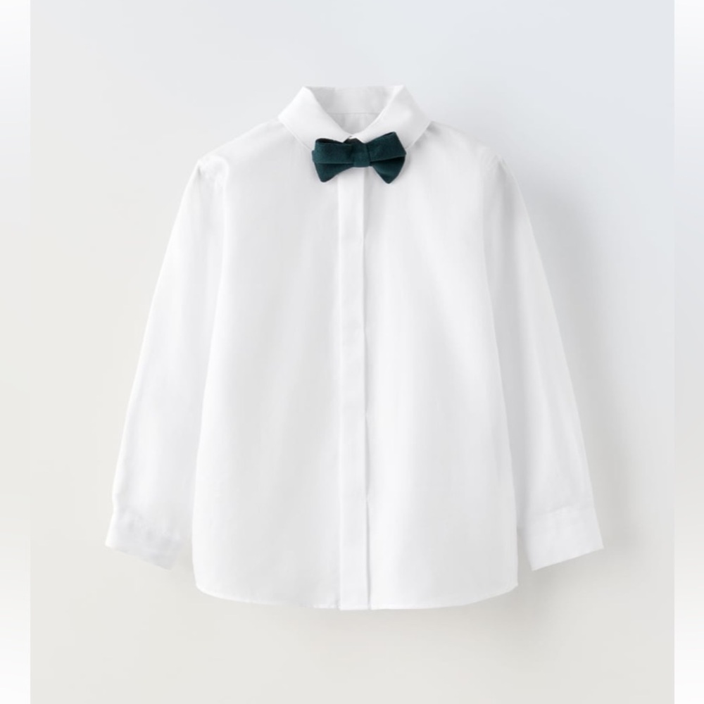 ZARA …velvet bow tie shirt